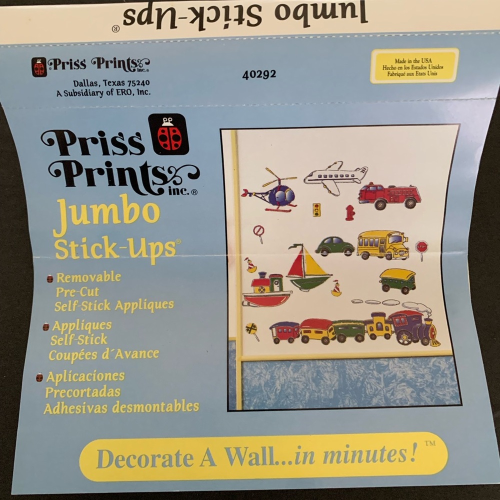 Jumbo Stick-Ups Wall Decor Vehicles Removable Appliques Primary Colors Room Art